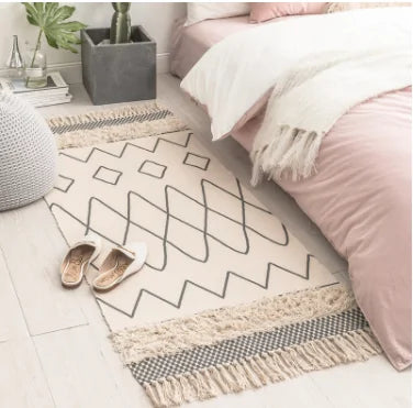 Boho Chic Geometric Fringe Rug