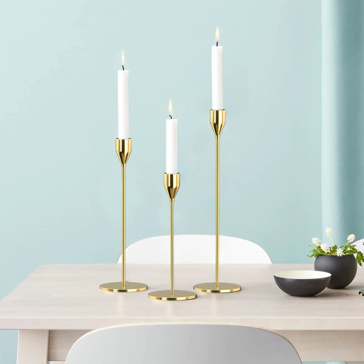 Elegant Gold Taper Candle Holders