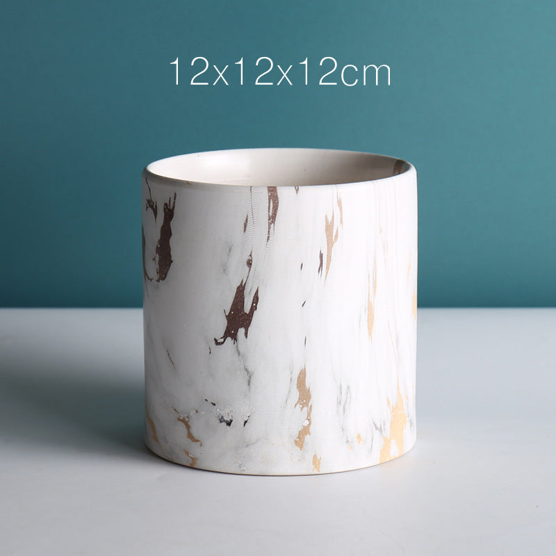 Ceramic Flower Pot with Marble Look