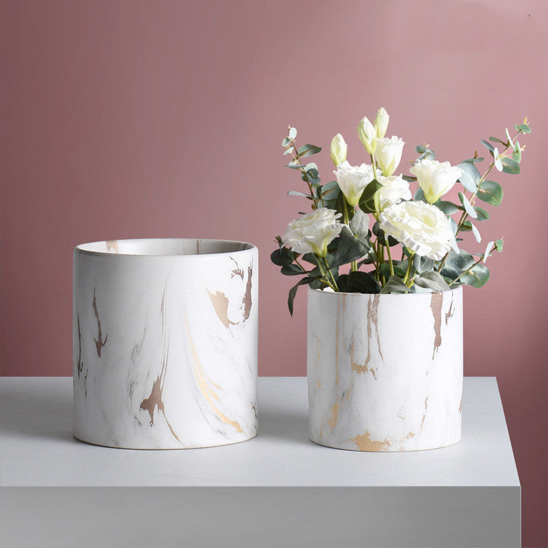 Ceramic Flower Pot with Marble Look