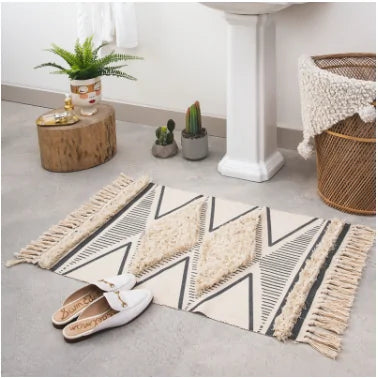 Boho Chic Geometric Fringe Rug