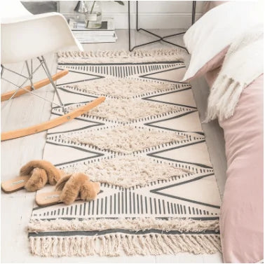 Boho Chic Geometric Fringe Rug